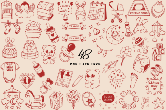 Download Baby Shower Cute Newborn Doodles SVG - Newborn Collection