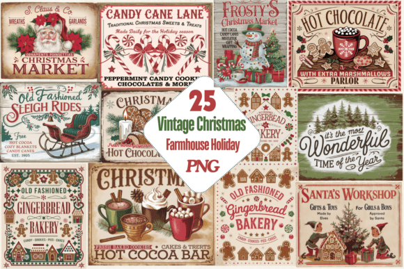 Download Holiday Sign,Vintage Christmas Farmhouse - Holiday Collection