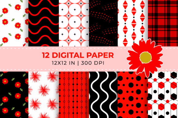 Download Red and Black Digital Papers Set - Red and black Collection