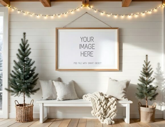 Download Oak Frame Mockup - Winter Holiday Decor - Premium Resources
