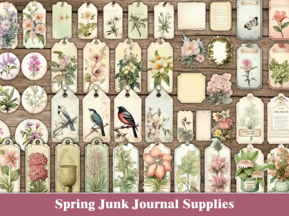 Download Floral Spring Tags Junk Journal Supplies - Junk journal supplies Collection